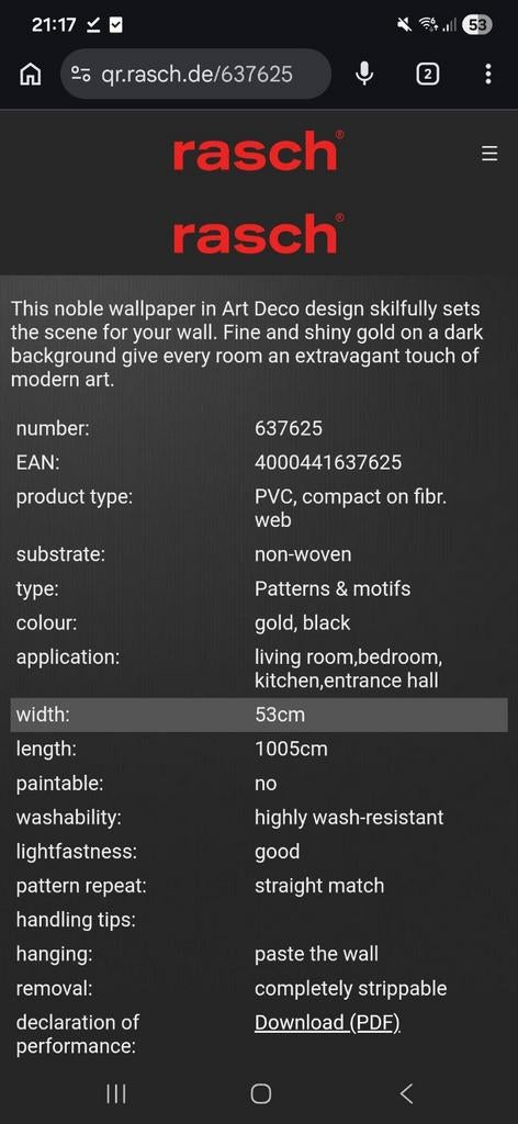 Ongebruikte rol vliesbehang Art Deco goud/zwart, Ophalen of Verzenden