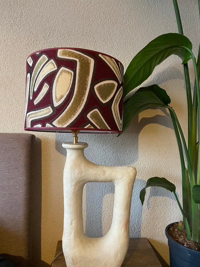 Lampenkap 32cm bordeaux rood goud print uniek, Huis en Inrichting, Lampen | Lampenkappen, Ophalen, Rond, Zo goed als nieuw, Minder dan 25 cm