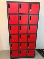 Locker kast 18-deurs (3x6) rood-zwart 185x90x45cm, Ophalen, Zo goed als nieuw