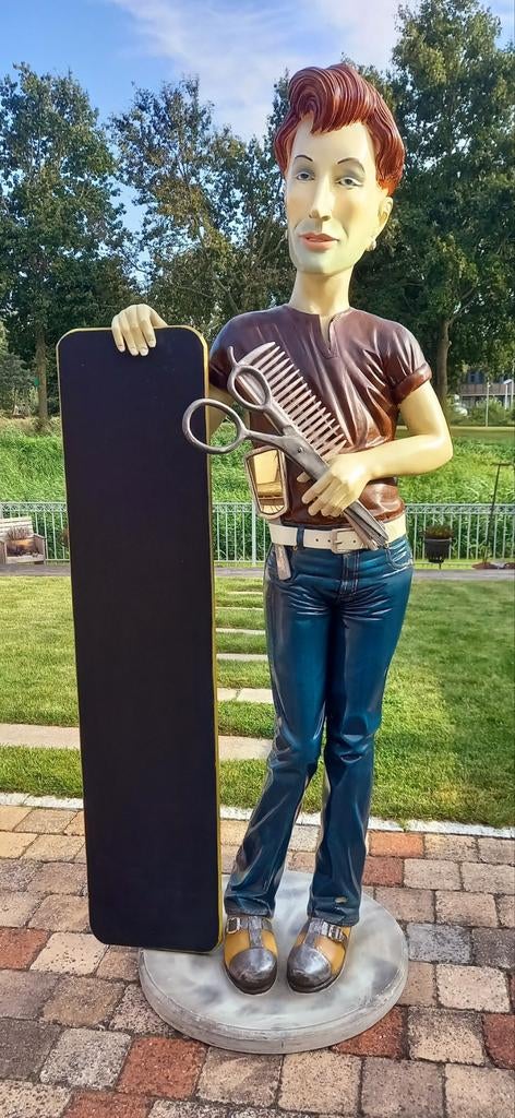 XL polystone beeld voor kapper, kapsalon, Verzamelen, Beelden en Beeldjes, Ophalen, Zo goed als nieuw, Mens