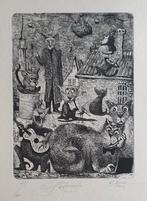 Exlibris / Ex libris O. Dergatchov, Spring, katten, Antiek en Kunst, Kunst | Etsen en Gravures, Verzenden