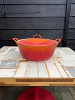 Gietijzeren pan - Oranje/Rood, Ophalen of Verzenden, Gebruikt, Gietijzer, Koekenpan of Braadpan