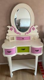 Kaptafel met spiegel en lades - Wit met roze/groen, Huis en Inrichting, Tafels | Kaptafels, Ophalen, Gebruikt, 100 tot 150 cm