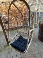 HK living Rotan Hangstoel met Kussens, Ophalen, Bruin, Riet of Rotan, Zo goed als nieuw