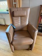 Prominent relax fauteuil, beige leer, Huis en Inrichting, Fauteuils, Gebruikt, Minder dan 75 cm, Leer, Ophalen of Verzenden