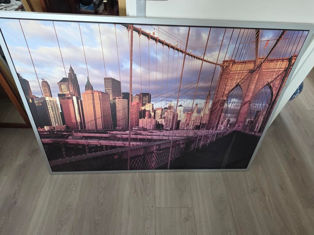 Grote print van Brooklyn Bridge en skyline, Ophalen of Verzenden, Print, 75 cm of meer