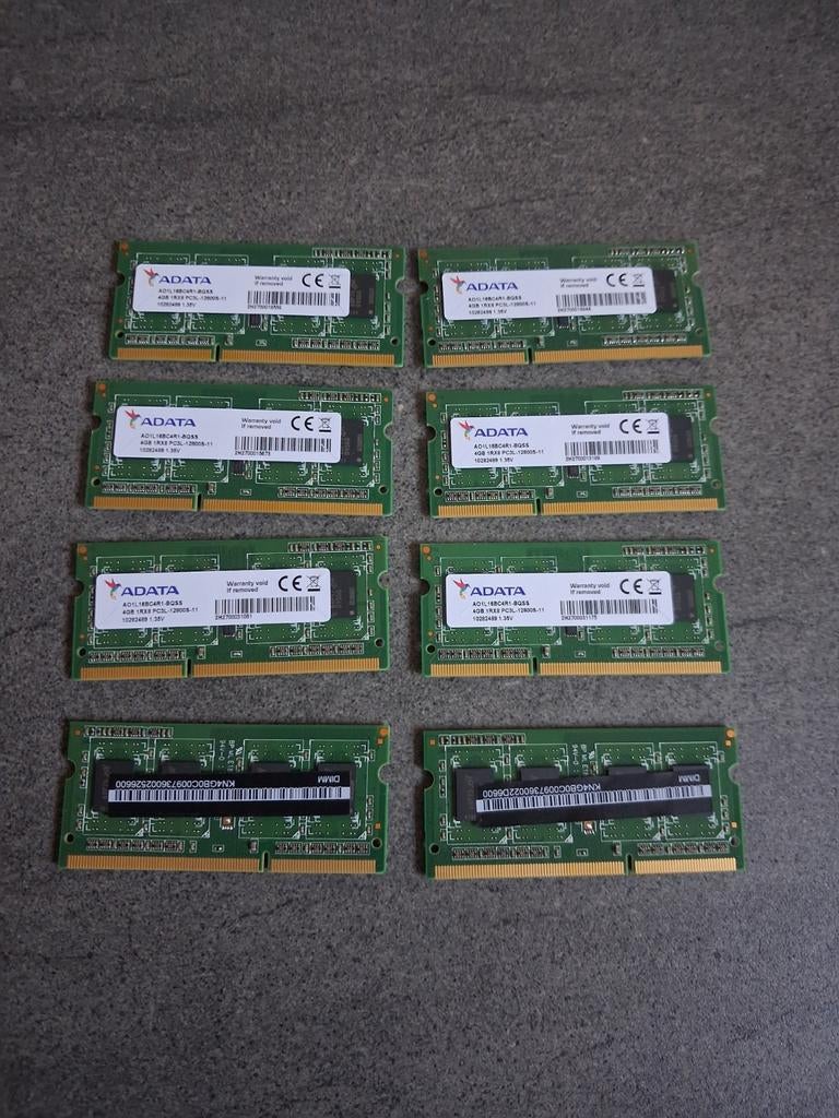 8x 4GB Adata DDR3 RAM  - Totaal 32GB, Computers en Software, RAM geheugen, Gebruikt, DDR3, Ophalen of Verzenden, Desktop