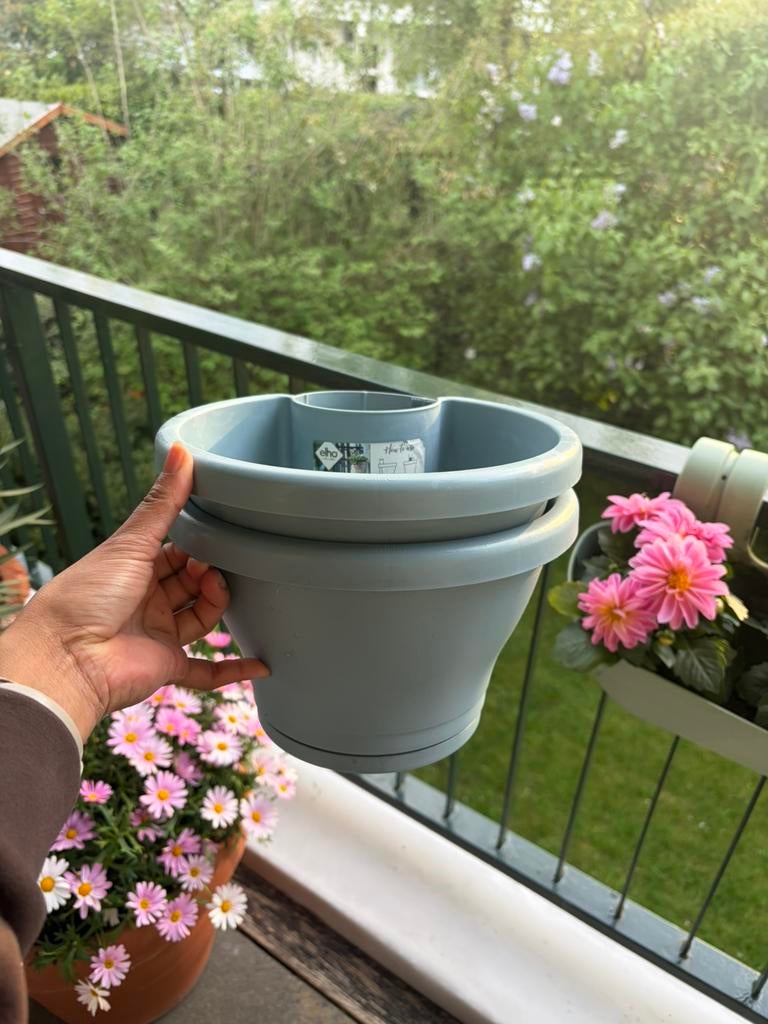 Elho regenpijp potten lichtblauw, Tuin en Terras, Ophalen, Kunststof, Minder dan 30 cm, Rond