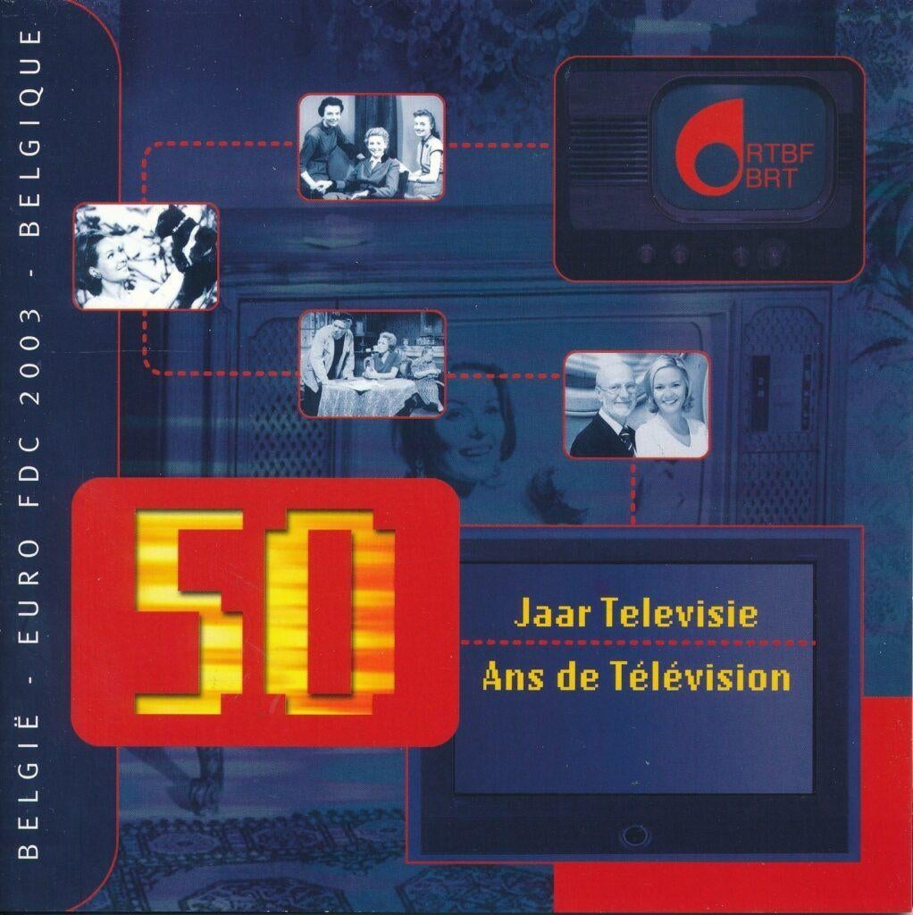 België 2003 Euro FDC Jaarset A – 50 jaar Televisie, Postzegels en Munten, Munten | België, Verzenden, Setje
