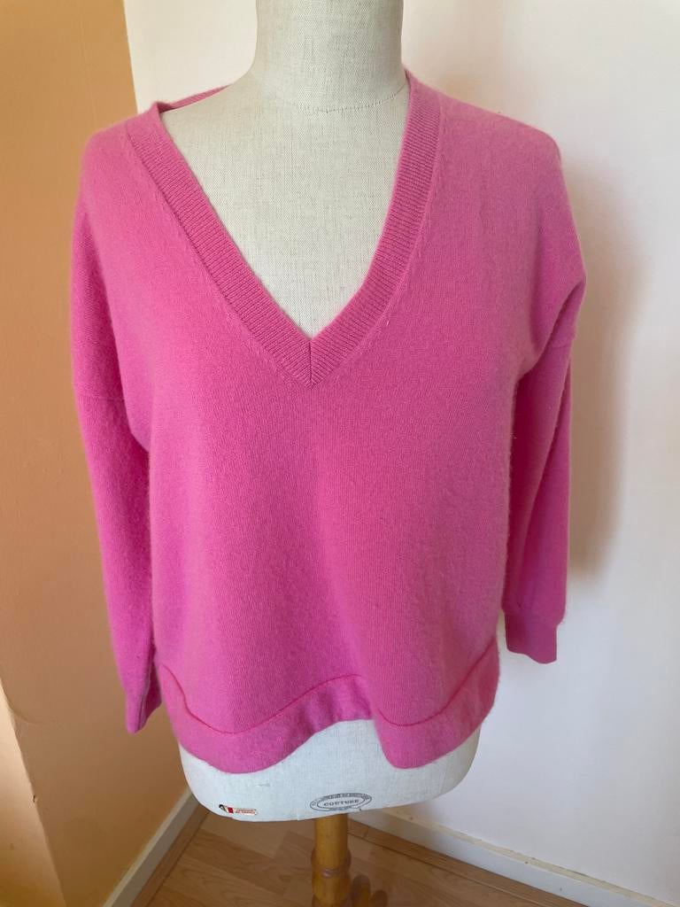 Roze V-hals trui cashmere m philo, Kleding | Dames, Truien en Vesten, Zo goed als nieuw, Maat 38/40 (M), Roze, Ophalen of Verzenden