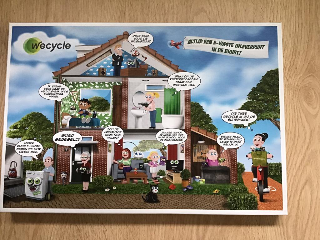 Puzzel 500 stukjes Wecycle (nieuw) over recyclen en e-waste, Ophalen of Verzenden, 500 t/m 1500 stukjes, Nieuw, Legpuzzel