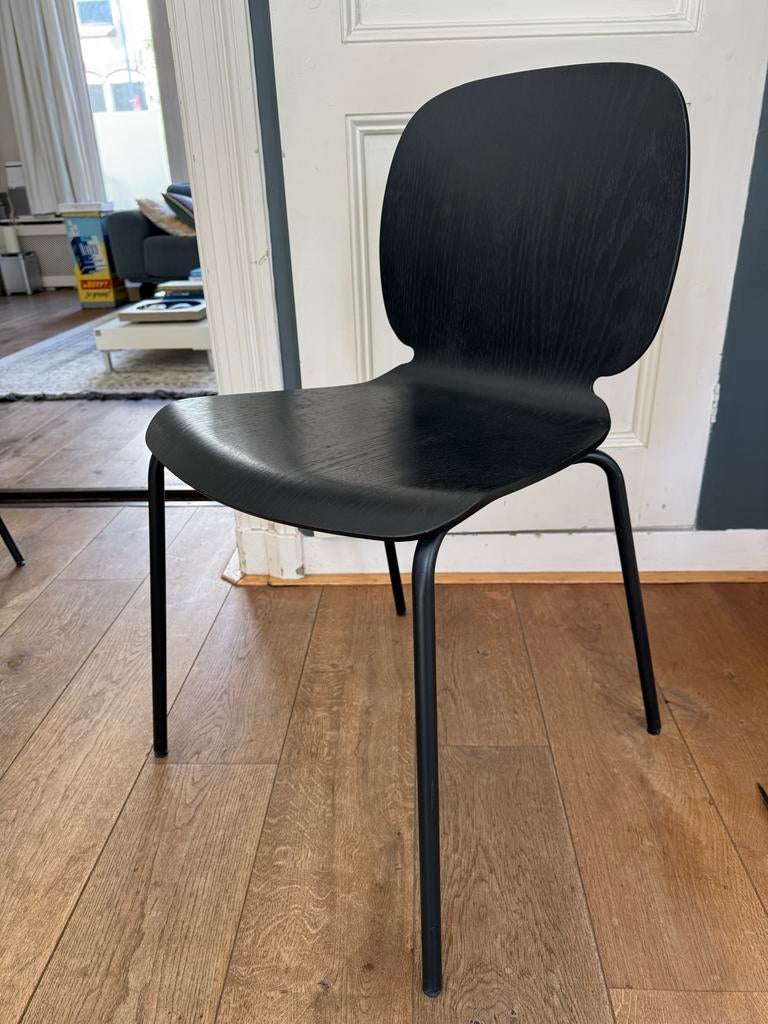 IKEA zwarte houten stoelen met metalen onderstel (3 stuks), Ophalen, Gebruikt, Drie, Zwart