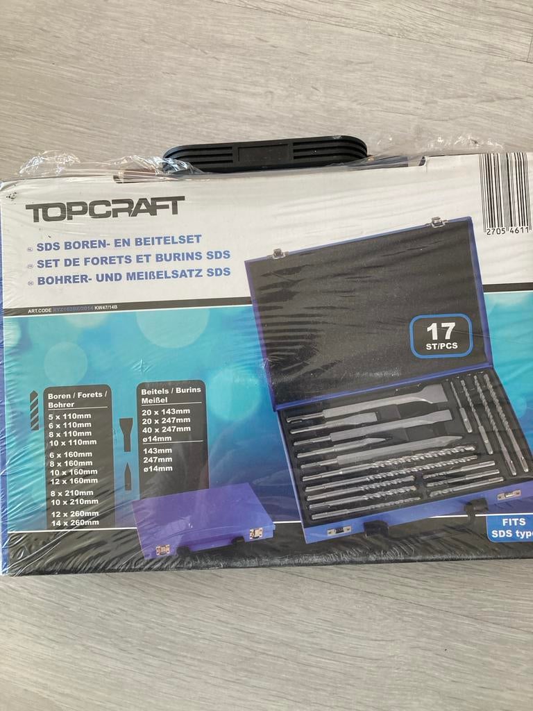 Topcraft SDS boren- en beitelset 17-delig, Doe-het-zelf en Verbouw, Gereedschap | Boormachines, Ophalen, Nieuw, Overige typen