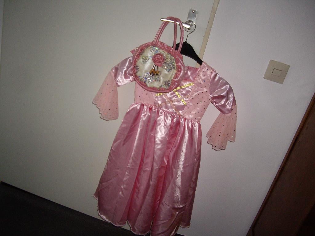 prinsessen jurk +plu+diadeem+tas+bandje, Ophalen, Zo goed als nieuw, 122 t/m 128, Meisje