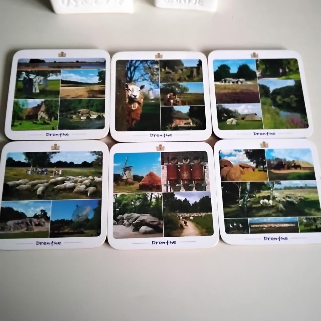 Set van 6 onderzetters Drenthe, Ophalen of Verzenden, Zo goed als nieuw, Glas of Kopje