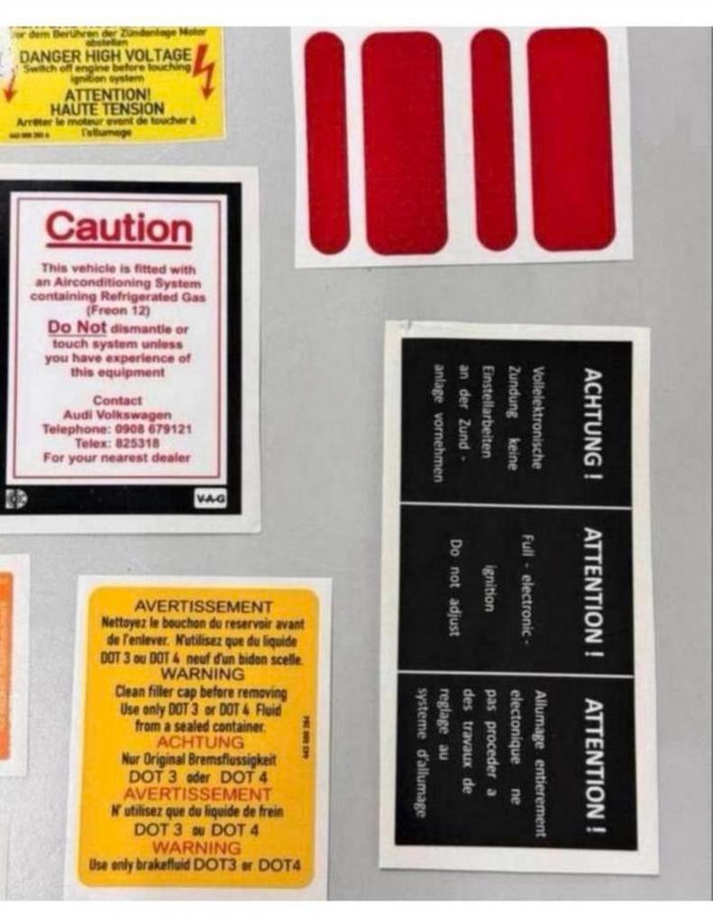 Audi Ur quattro 20 Klep RR vacuüm Slang Decal sticker set, Auto diversen, Autostickers, Ophalen of Verzenden, H, H, H