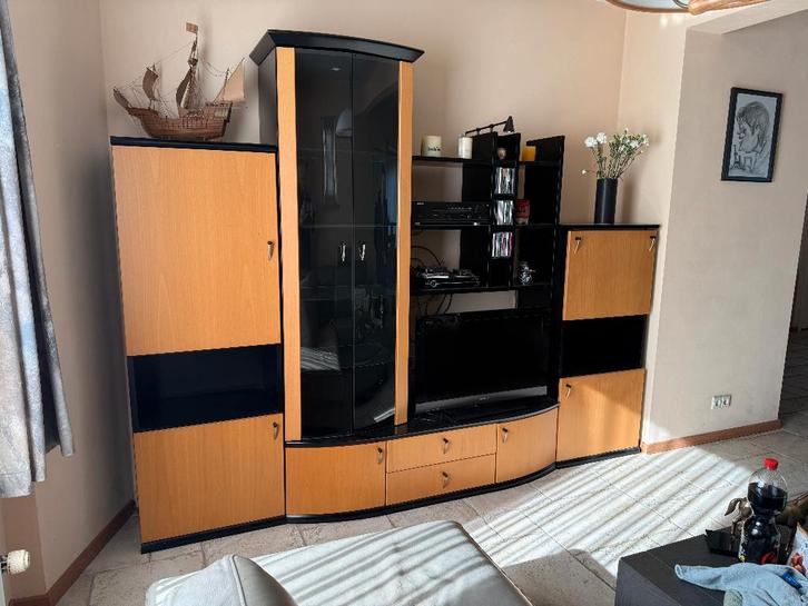 TVmeubel Heylen incl. Vitrine & Verlichting, Huis en Inrichting, Kasten | Televisiemeubels, Gebruikt, 200 cm of meer, 200 cm of meer