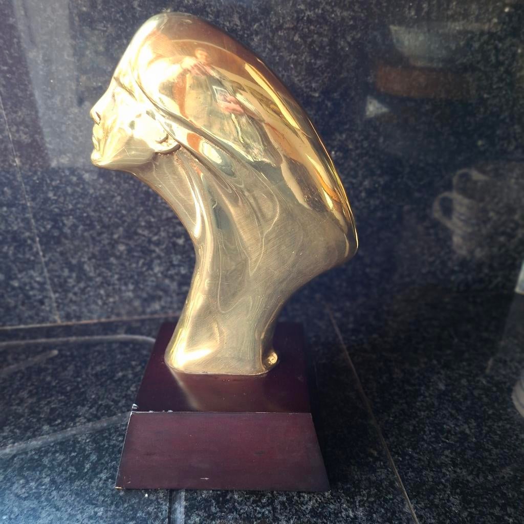 Messing Art Deco Hoofd, Antiek en Kunst, Kunst | Beelden en Houtsnijwerken, Ophalen of Verzenden