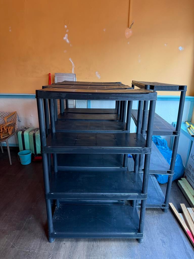 5 kunststof opbergkasten/stellingkasten, Ophalen of Verzenden, Gebruikt