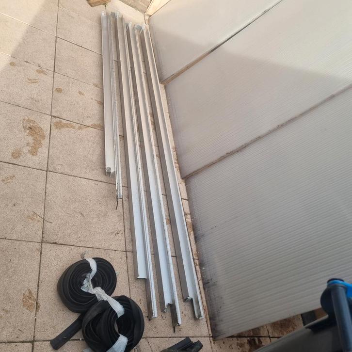 Polycarbonaatplaten ,aluminium balken, veranda / overkapping, Tuin en Terras, Overkappingen, Gebruikt, Veranda, Ophalen