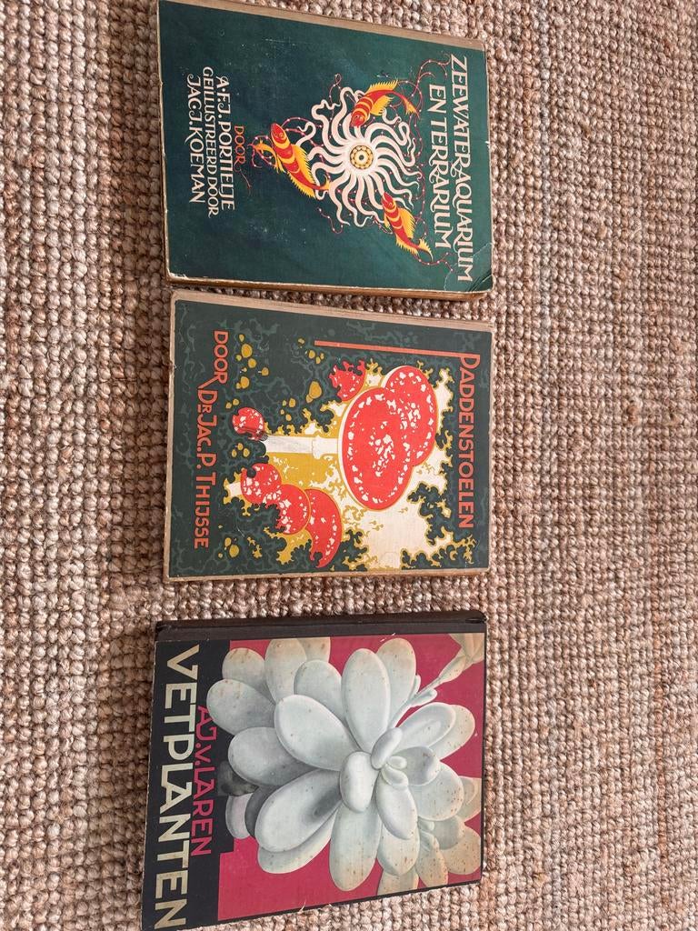 Vintage boeken: Zeewateraquarium, Paddestoelen, Vetplanten, Ophalen, Gelezen
