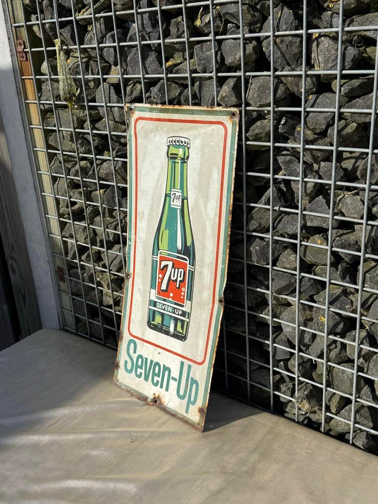 Vintage 7UP Reclamebord - Zeldzaam Verzamelobject, Verzamelen, Reclamebord, Gebruikt, ., Ophalen of Verzenden