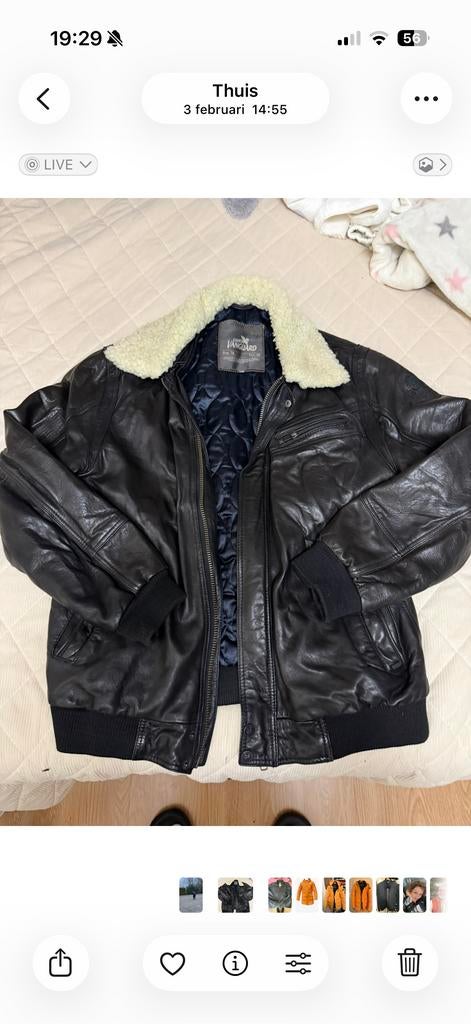 Vanguard Leren Jas met Bontkraag - Maat xxl, Ophalen of Verzenden, Zo goed als nieuw, Maat 56/58 (XL), Zwart