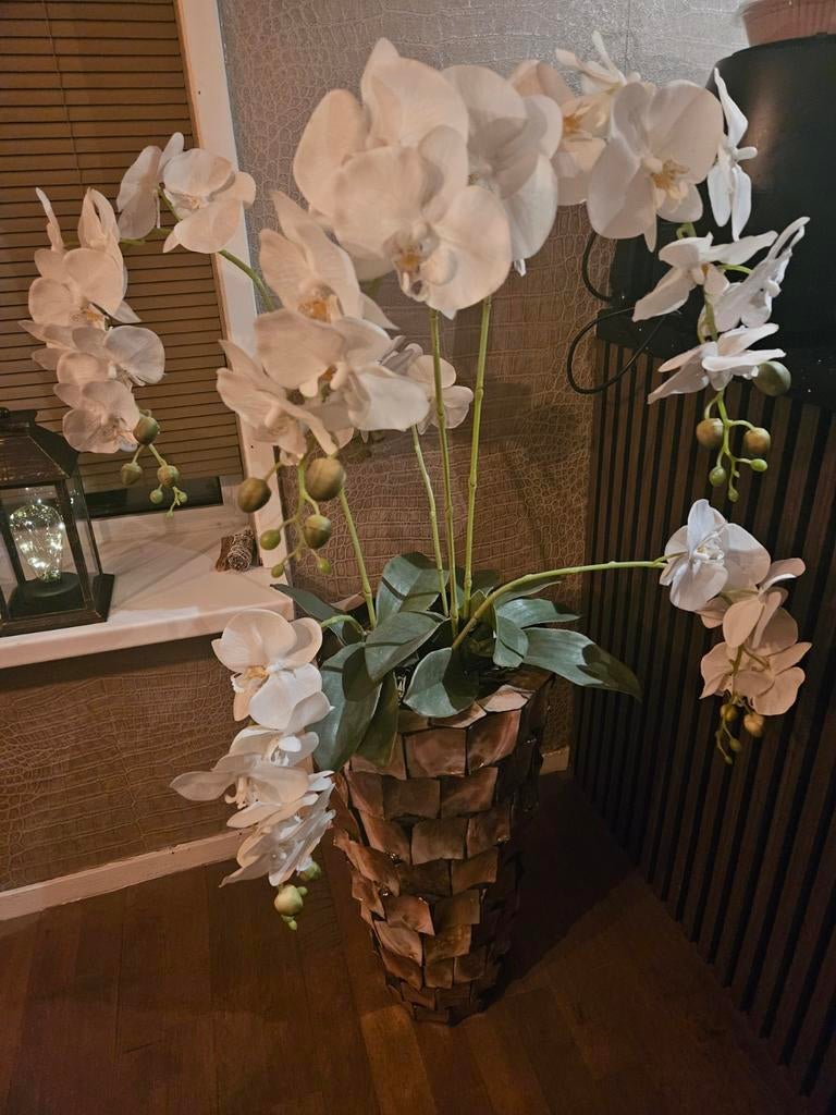 Kunst Orchideeën (EXCLUSIEF Vaas), Huis en Inrichting, Woonaccessoires | Vazen, Overige materialen, Wit, Ophalen of Verzenden