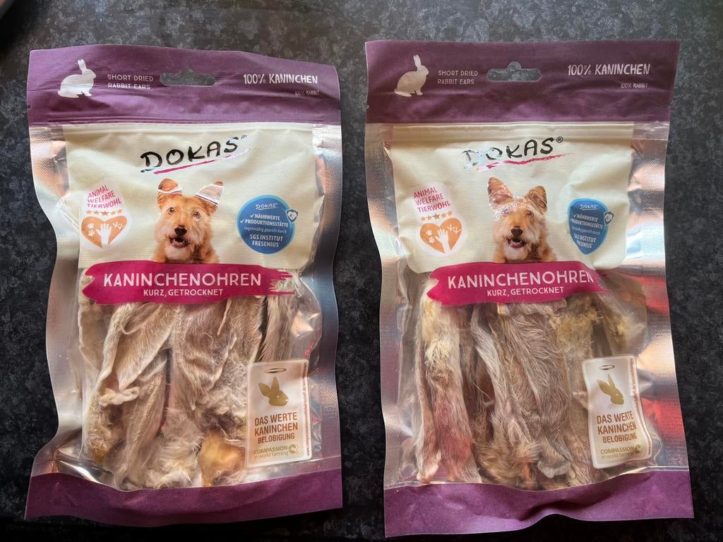 2 x gedroogde konijn oren met vacht, Ophalen of Verzenden