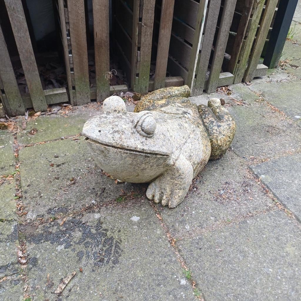 Marmeren Kikker Tuinbeeld, Ophalen, Gebruikt, Steen, Dierenbeeld