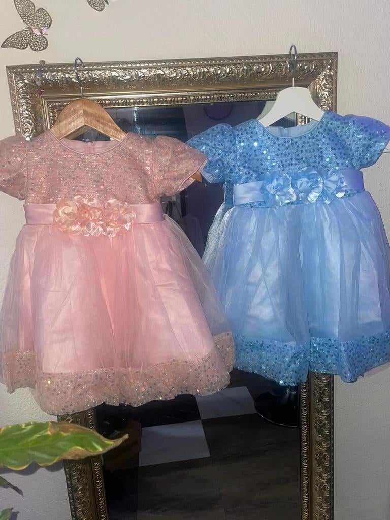 Feest jurk roze of blauw nieuw maat 86/92, Kinderen en Baby's, Babykleding | Maat 86, Ophalen of Verzenden, Nieuw, Meisje, Jurkje of Rokje