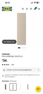 Nieuw in verpakking İkea pax kastdeur Forsand grijs beige, Ophalen, 200 cm of meer, Nieuw, 50 tot 100 cm