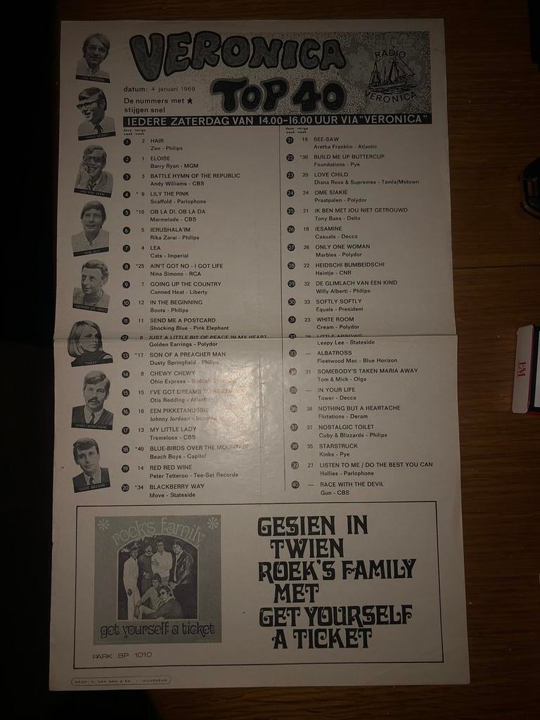 Top 40 1969, Verzamelen, Tijdschriften, Kranten en Knipsels, Ophalen of Verzenden, 1960 tot 1980, Tijdschrift