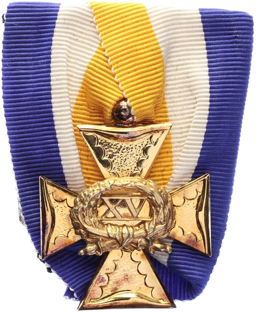 Officierskruis 15 jaar (“jeneverkruis”), Ophalen of Verzenden, Overige soorten, Nederland, Lintje, Medaille of Wings