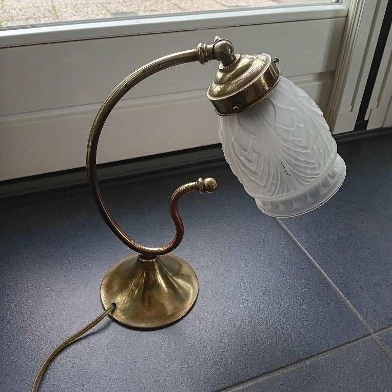Antieke koperen leeslamp / tafelmodel, Antiek en Kunst, Verzenden