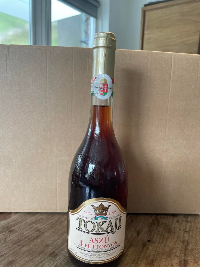 Tokaji Aszú 3 Puttonyos 1993 - Hongaarse dessertwijn, Gebruikt, Overige gebieden, Ophalen of Verzenden, Witte wijn