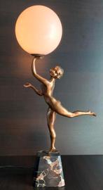 Art deco france Limousin lamp en beeld naakte vrouw en lamp, Ophalen