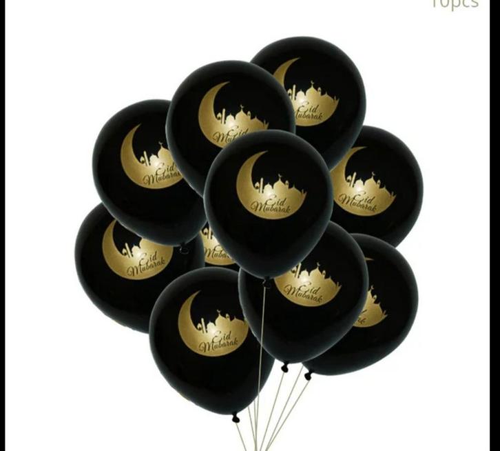 10 Eid Mubarak Ballonnen - Feestelijke Decoratie, Hobby en Vrije tijd, Feestartikelen, Nieuw, Versiering, Overige, Ophalen of Verzenden