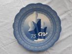 Schoonhoven delftsblauw wandbord 75 jaar lid CNV-vakbond, Ophalen of Verzenden