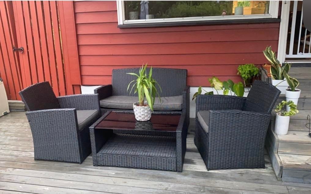 Mooie wicker loungeset - 4 zitplaatsen, 4 zitplaatsen, Ophalen of Verzenden, Zo goed als nieuw, Loungeset