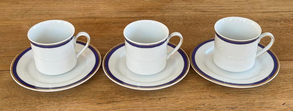 3 koppen + schotels van Kronester Bavaria voor Douwe Egberts, Gebruikt, Ophalen of Verzenden, Overige stijlen, Kop(pen) en/of Schotel(s)