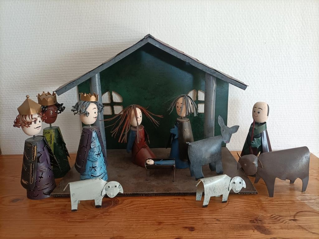 Prachtige blikken kerststal uit Indonesië., Diversen, Kerst, Ophalen of Verzenden