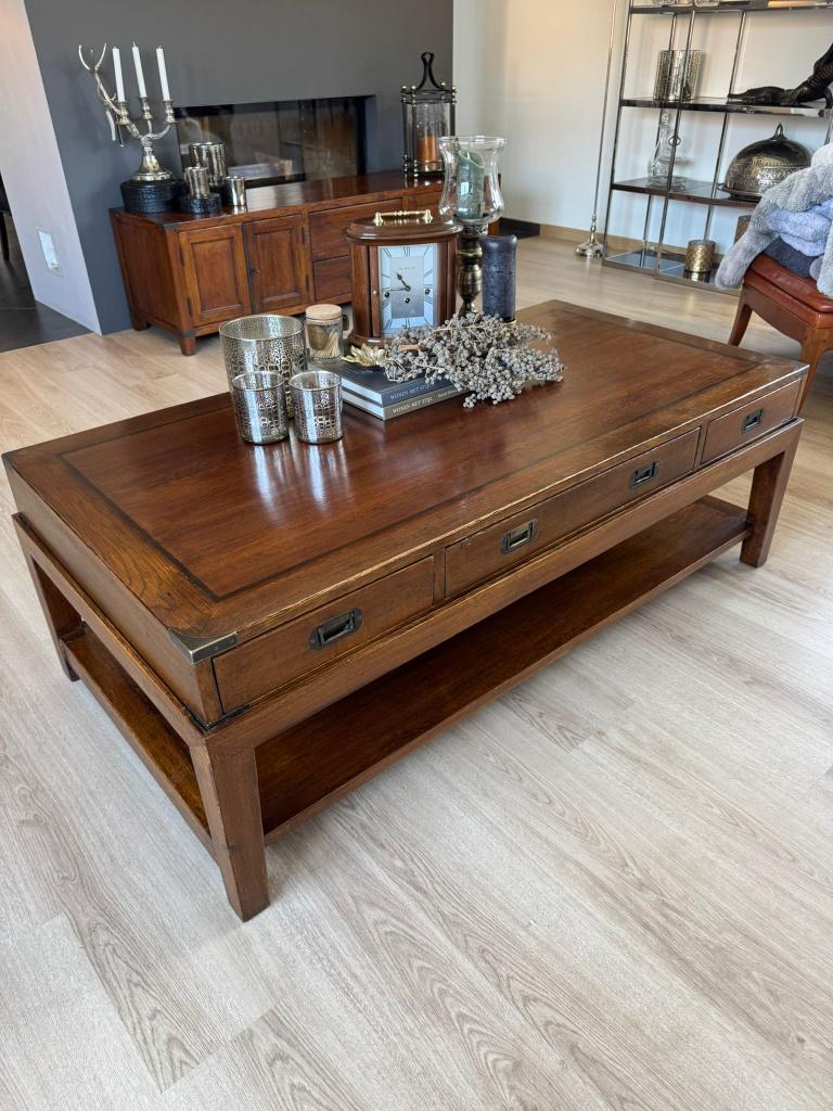 SALONTAFEL Eichholtz Military ENGLISH OAK 140x70x48 Flamant, Huis en Inrichting, Tafels | Salontafels, Gebruikt, Minder dan 50 cm