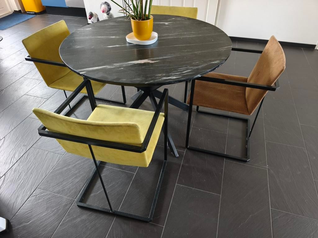 4 Dutch design Hennie de Jong eettafelstoelen, Ophalen, Gebruikt, Overige kleuren, Modern