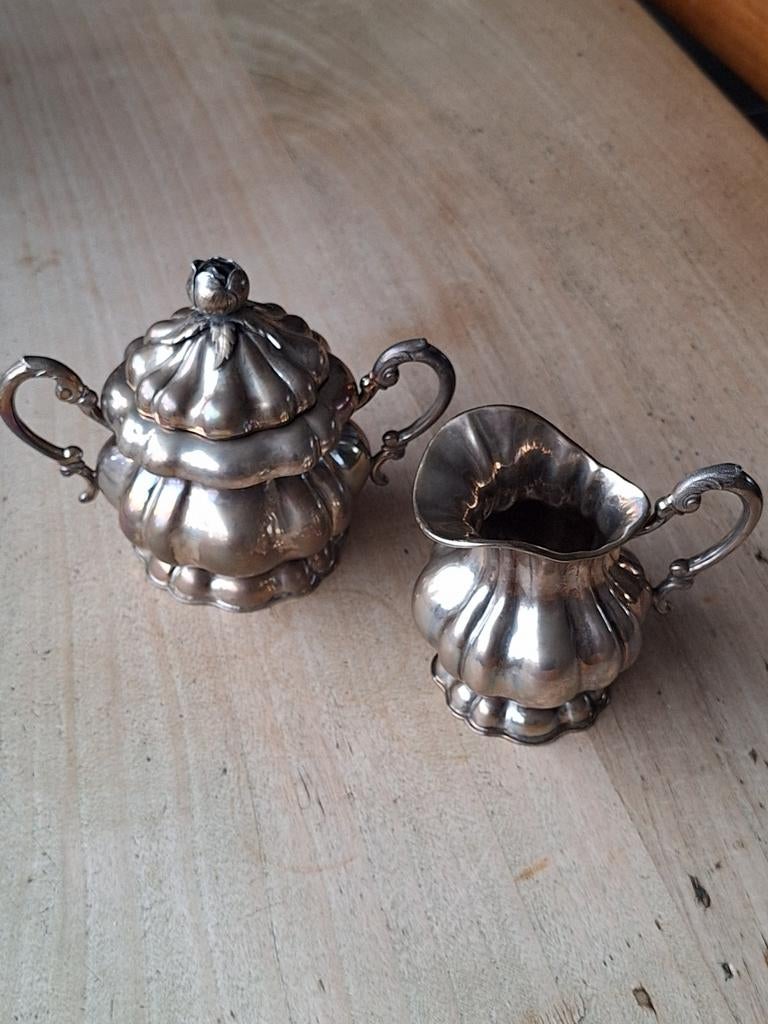 roomstel/suikerpot/melkpot/zilver/verzamelen/kast/decoratie, Antiek en Kunst, Antiek | Goud en Zilver, Ophalen of Verzenden, Zilver