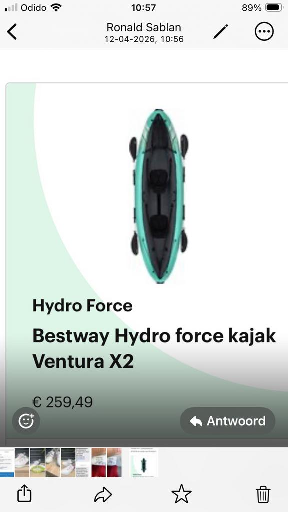 Kajak opblaasbaar (2 persoons), Ophalen, Opblaasbaar, Zo goed als nieuw, 2-persoons