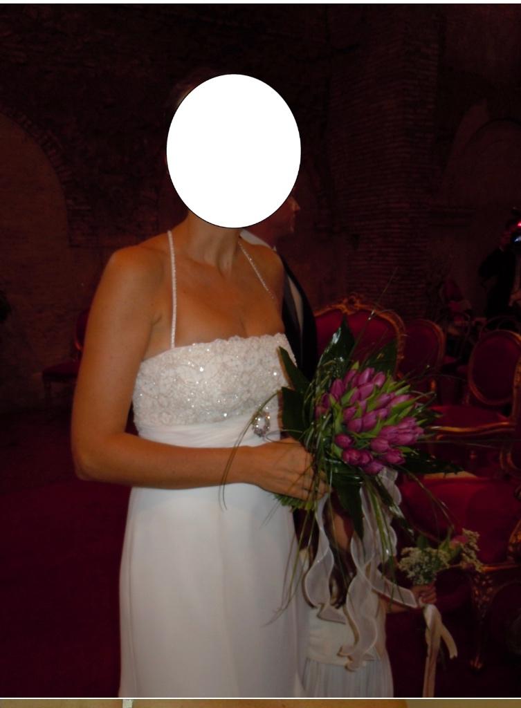 Ivoorkleurige Trouwjurk 38/40, Ophalen, Gedragen, Overige kleuren, Trouwjurk