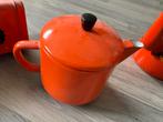 Oranje Emaille Set: Koektrommel, Koffie- en Theekan, Antiek en Kunst, Ophalen of Verzenden