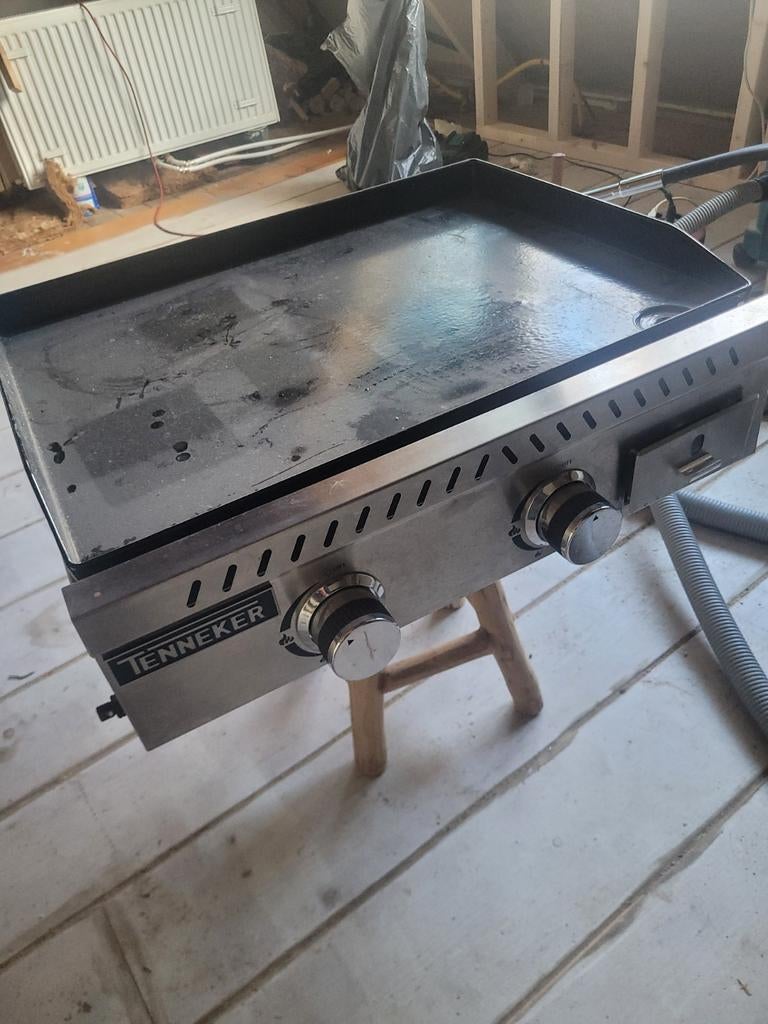 Tenneker bakplaat op gas zware gietijzeren bakplaat, Tuin en Terras, Ophalen of Verzenden, Gebruikt, Tenneker