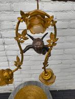 Antieke Art Nouveau Plafondlamp met Cherubijn, Antiek en Kunst, Ophalen of Verzenden